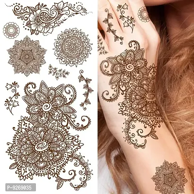 Mandala Mehndi Tattoo Flower Design Waterproof For Girls Temporary Tattoo