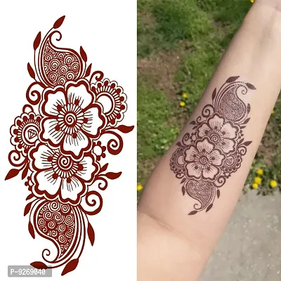 Flower  Mehndi Tattoo Flower Design Waterproof For Girls Temporary Tattoo