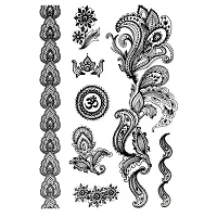 Black and White Henna Mehndi Design Fake Lace Tattoo Stickers Metallic temporary For Girls Tattoo-thumb1