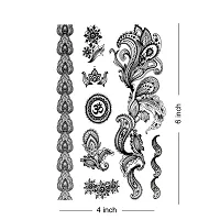 Black and White Henna Mehndi Design Fake Lace Tattoo Stickers Metallic temporary For Girls Tattoo-thumb2