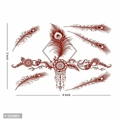 Feather Mehndi Tattoo Design For Women Wedding Design Temporary o Tattoo-thumb2