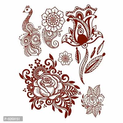 Rose Full Hand Mehndi Flower Design Tattoo Waterproof For Women Temporary Tattoo-thumb2