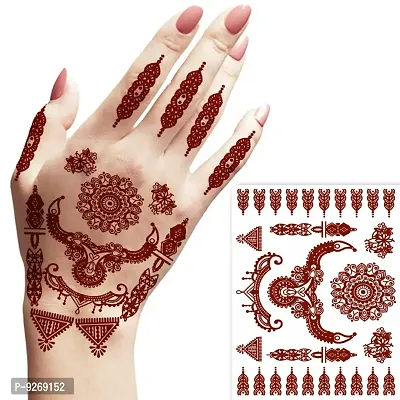 Rose Full Hand Mehndi Flower Design Tattoo Waterproof For Women Temporary Tattoo-thumb0