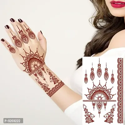 Mehndi Tattoo Flower Henna Tattoo Hand Leaf Boder Tattoo For Women Temporary Tattoo