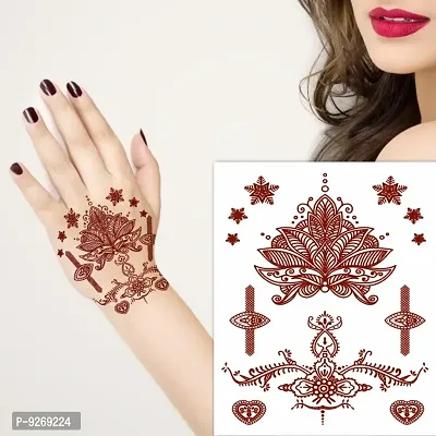 Heena Mehndi Tattoo Flower Henna Tattoo Hand Leaf Boder Tattoo For Women Temporary Tattoo