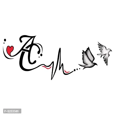 A and C Name Latter Tattoo Heart Line Tattoo Waterproof For Girls and Boys Temporary Tattoo-thumb3