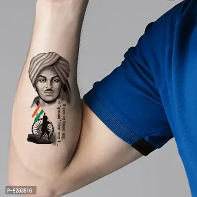 Bhagat Singh with Quote Tattoo Waterproof For Men and Women Temporary Tattoo