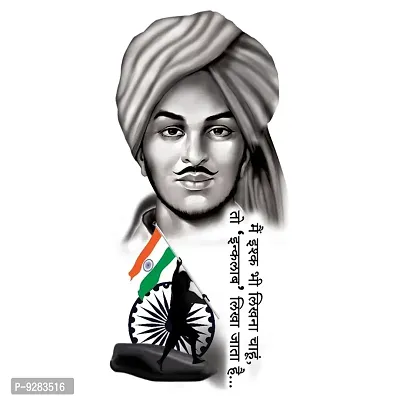 Bhagat Singh with Quote Tattoo Waterproof For Men and Women Temporary Tattoo-thumb2