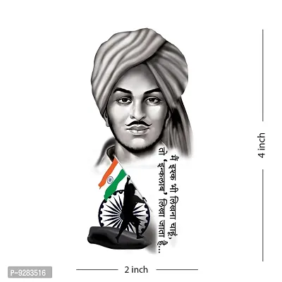 Bhagat Singh with Quote Tattoo Waterproof For Men and Women Temporary Tattoo-thumb3