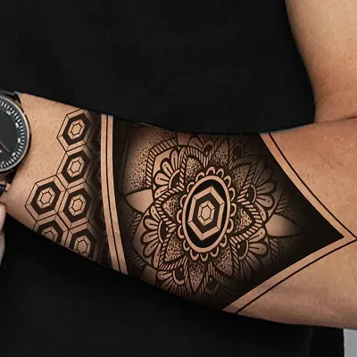 Full Sleev Tattoo Mandala Tapestry Black Waterproof For Men and Women Temporary Tattoo-thumb0