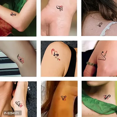 V Name Alphabet Tattoo Waterproof For Men and Women Temporary Body Tattoo-thumb0