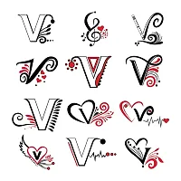 V Name Alphabet Tattoo Waterproof For Men and Women Temporary Body Tattoo-thumb1