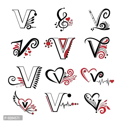 V Name Alphabet Tattoo Waterproof For Men and Women Temporary Body Tattoo-thumb2