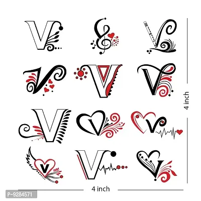 V Name Alphabet Tattoo Waterproof For Men and Women Temporary Body Tattoo-thumb3