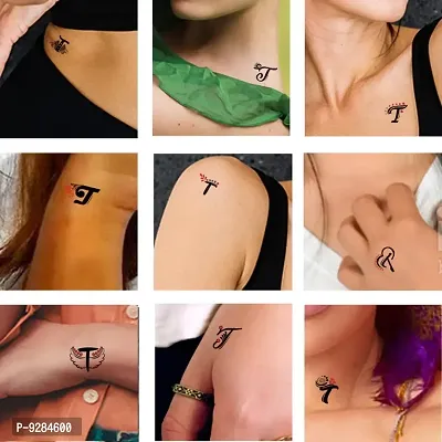 T Name Alphabet Tattoo Waterproof For Men and Women Temporary Body Tattoo