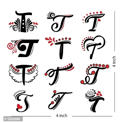 T Name Alphabet Tattoo Waterproof For Men and Women Temporary Body Tattoo-thumb2