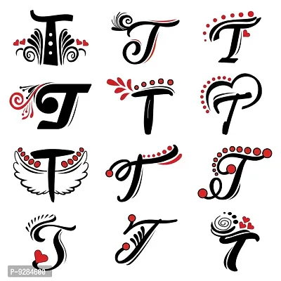 T Name Alphabet Tattoo Waterproof For Men and Women Temporary Body Tattoo-thumb3