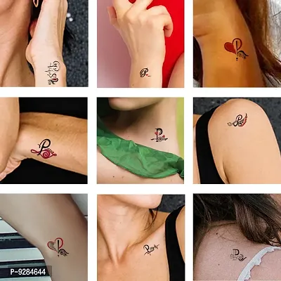 P Name Alphabet Tattoo Waterproof For Men and Women Temporary Body Tattoo