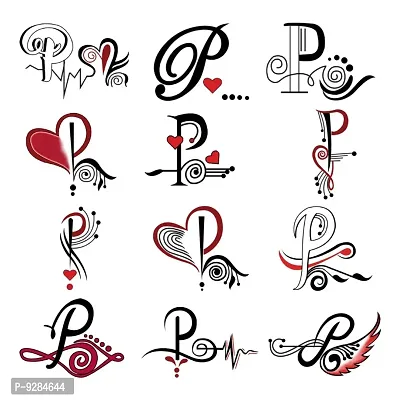 P Name Alphabet Tattoo Waterproof For Men and Women Temporary Body Tattoo-thumb2