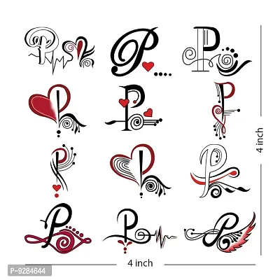 P Name Alphabet Tattoo Waterproof For Men and Women Temporary Body Tattoo-thumb3