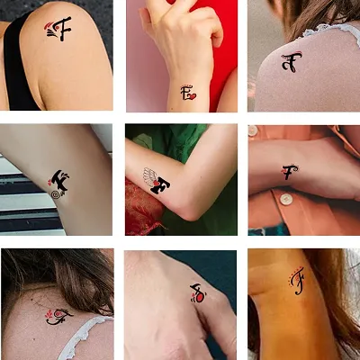 F Name Alphabet Tattoo Waterproof For Men and Women Temporary Body Tattoo