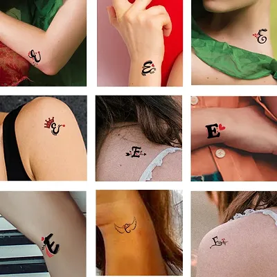 E Name Alphabet Tattoo Waterproof For Men and Women Temporary Body Tattoo