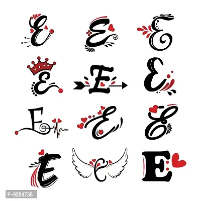 E Name Alphabet Tattoo Waterproof For Men and Women Temporary Body Tattoo-thumb2