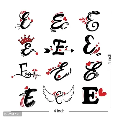 E Name Alphabet Tattoo Waterproof For Men and Women Temporary Body Tattoo-thumb3