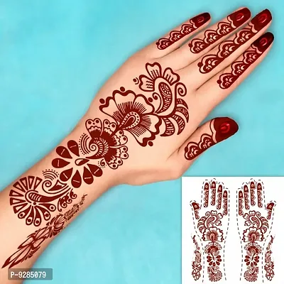 Full hand Henna Tattoo Design Both Hand (one pair) Feel Realistic Mehndi Color on Hand