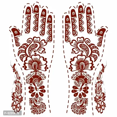 Full hand Henna Tattoo Design Both Hand (one pair) Feel Realistic Mehndi Color on Hand-thumb2