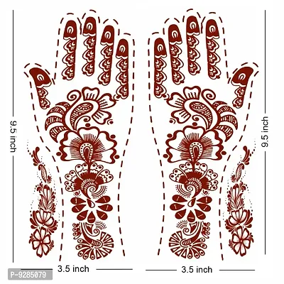 Full hand Henna Tattoo Design Both Hand (one pair) Feel Realistic Mehndi Color on Hand-thumb4