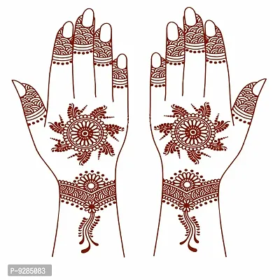 Full Hand Henna Tattoo Both Hand Realistic mehndi color on hand For Women-thumb2