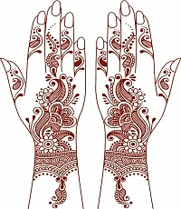 Full Hand Henna Tattoo Flower Both Hand Realistic mehndi color on hand For Women-thumb2