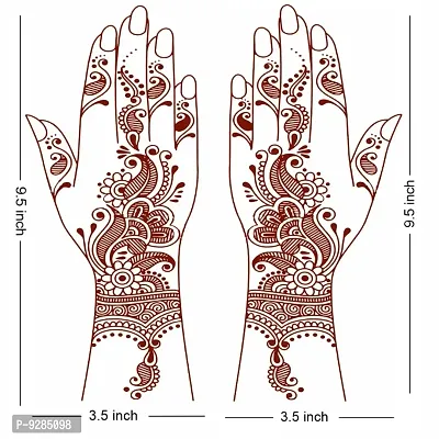 Full Hand Henna Tattoo Flower Both Hand Realistic mehndi color on hand For Women-thumb4