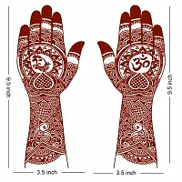 Full Hand Ganesha and Om Henna Tattoo Flower Both Hand Realistic mehndi color on hand For Women-thumb2