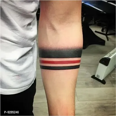 Armband Tattoo Red and Black Stripe Waterproof Men and Women Temporary Body Tattoo-thumb0