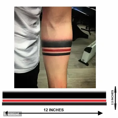 Armband Tattoo Red and Black Stripe Waterproof Men and Women Temporary Body Tattoo-thumb2
