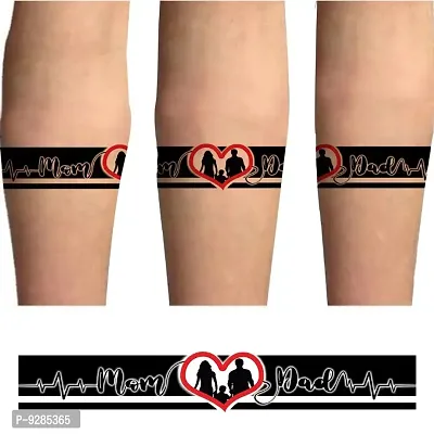 Mom Dad Hand Band Strip Temporary Tattoo Mom Dad Black Hand Band Tattoo-thumb0