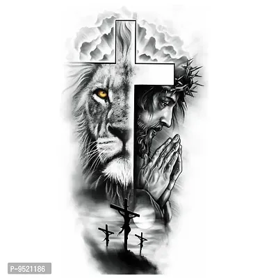 Tigar With Jesus Tattoo God of Sticker Waterproof Men and Women Temporary Body Tattoo-thumb2