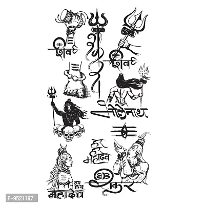 God of Shiva and Trishul Tattoo Waterproof Sticker Shiv Damru Temporary Body Tattoo-thumb2