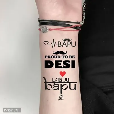 Bapu Proud To Be Desi Tattoo Lab Ju Babu Waterproof Sticker Temporary for Men Tattoo-thumb0