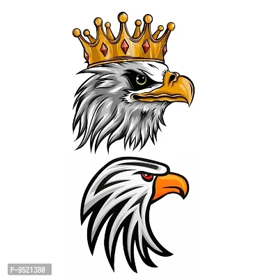 Eagle With Crown Tattoo Birds Sticker Waterproof For Temporary Body Tattoo-thumb2