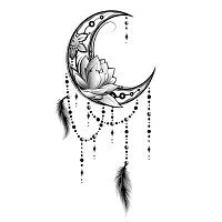 Moon with Flower Tattoo Waterproof Sticker For Men and Women Temporary Body Tattoo-thumb1