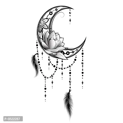 Moon with Flower Tattoo Waterproof Sticker For Men and Women Temporary Body Tattoo-thumb2