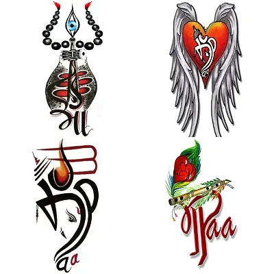 Komstec Maa Paa Infinity Black Trishul Designs Pack of 4 Temporary Tattoo  Sticker For Men and Woman Temporary body Tattoo 2x4 Inch