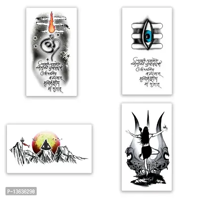 Temporary Tattoowala Mom Dad God Shiva ji Designs Pack of 4 Temporary Tattoo Sticker For Men and Woman Temporary body Tattoo (2x4 Inch)-thumb2