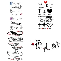 Temporary Tattoowala Line art Faith hope Mom Dad infinity  Designs Pack of 4 Temporary Tattoo Sticker For Men and Woman Temporary body Tattoo (2x4 Inch)-thumb1