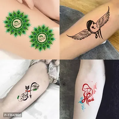 Temporary Tattoowala Love Mom Dad infinity  Designs Pack of 4 Temporary Tattoo Sticker For Men and Woman Temporary body Tattoo (2x4 Inch)