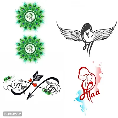 Temporary Tattoowala Love Mom Dad infinity  Designs Pack of 4 Temporary Tattoo Sticker For Men and Woman Temporary body Tattoo (2x4 Inch)-thumb3