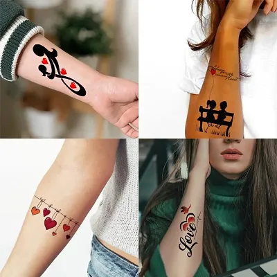 Temporary Tattoowala Love Cute Girl Boy Designs Pack of 4 Temporary Tattoo Sticker For Men and Woman Temporary body Tattoo (2x4 Inch)